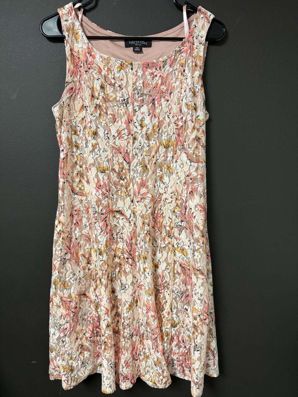 Perceptions Petite Sleeveless Floral Lace Dress Size PM